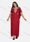 Wholesale Women's African Batwing Sleeve Plain V Neck Embroidery Maxi Kaftan Dress - Liuhuamall