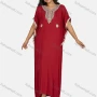 Wholesale Women's African Batwing Sleeve Plain V Neck Embroidery Maxi Kaftan Dress preview