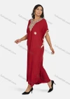 Wholesale Women's African Batwing Sleeve Plain V Neck Embroidery Maxi Kaftan Dress - Liuhuamall
