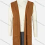 Wholesale Women's Plain Sleeveless Hooded Belted Side Slit Cardigan preview