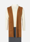 Wholesale Women's Plain Sleeveless Hooded Belted Side Slit Cardigan - Liuhuamall
