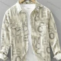 Wholesale Men's 100%Cotton Collared Letter Print Long Sleeve Button Down Casual Flap Pockets Shirt preview