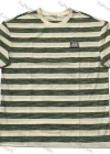 Wholesale Men's Green White Striped T-Shirt Wholesale - NYTOR Chest Logo, Soft Cotton, Crew Neck, Bulk Discounts - Liuhuamall
