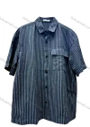 Wholesale Men's Blue Black Striped Shirt Wholesale - Short Sleeve, Chest Pocket, Button Front, Casual Style - Liuhuamall