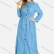 Wholesale Women's Plus Size Casual Button Long Sleeve Maxi Denim Shirt Dress Light Blue Clothing Wholesale Market Liuhua