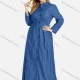 Wholesale Women's Plus Size Casual Button Long Sleeve Maxi Denim Shirt Dress Medium Blue Clothing Wholesale Market Liuhua
