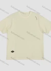 Wholesale Men's Beige T-Shirt Wholesale - Black Shoulder Logo, Soft Cotton, Crew Neck, Slim Fit, Bulk Discounts - Liuhuamall