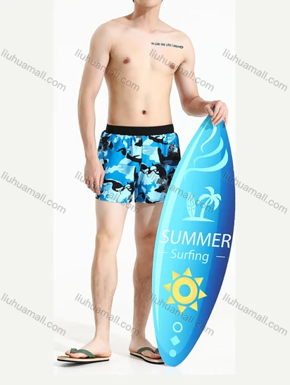 Wholesale Men's Casual Tropical Seaside Theme Swim Shorts 2208#