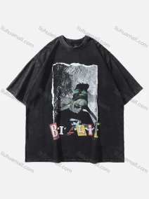 Wholesale Men's Fashion Hip Hop Oversized Crew Neck Short Sleeve Wash Distressed Graphic T-shirt 777#, LIUHUA CLOTHING WHOLESALE