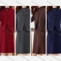 Wholesale Women's Elegant Plain Ribbed Long Sleeve Mock Neck Knee Length Dress & Vest 2 Piece Sets preview