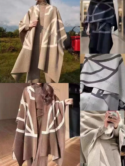 Wholesale Woman's Casual High Neck Long Sleeve Top & Pant & Abstract Print Shawl 3 Piece Set