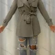 Wholesale Women's Lapel Straps Long Sleeve Buckled Cuff Buttons Belted Plain Trench Coat 10# Clothing Wholesale Market Liuhua