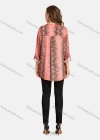 Wholesale Women's Casual Shirt Collar Long Sleeve Fake Pocket Button Front Snakeskin Print Sequin Tunic - Liuhuamall