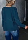 Wholesale Women's Casual Plain Round Neck Long Sleeve Ruched Blouse - Liuhuamall
