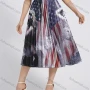 Wholesale Women's Fashion Flag & Figure Print Pleated Elastic Waist Midi Skirt preview