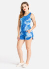 Wholesale Women's Summer Tank Top&Track Shorts Wave Print Set - Liuhuamall