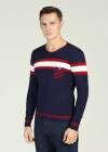 Wholesale Men's Casual Striped Pocket V-Neck Long Sleeve Pullover Sweater - Liuhuamall