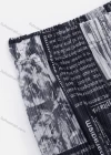 Wholesale Women's Elastic Waist Newspaper Print Rib-Knit Wide Leg Pants - Liuhuamall