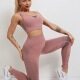 Women's 2 Piece Workout Outfits Sports Bra Seamless Leggings Yoga Gym Activewear Set AB24# Pink Clothing Wholesale Market -LIUHUA