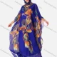 Wholesale Women's African V Neck Bat Sleeve Floral Print Kaftan Dress With Hijab Blue Clothing Wholesale Market Liuhua