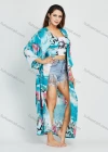 Wholesale Women's Allover Floral Animal Print 3/4 Sleeve Long Kimono Cardigan With Belt - Liuhuamall
