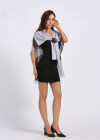 Wholesale Women's Stripe Colorblock Button Side Knitted Cape - Liuhuamall
