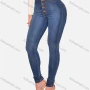 Wholesale Women's Casual Plain High Waist Patch Pocket Button Front Skinny Jeans 178# preview