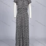 Wholesale Women's Elegant Ditsy Floral Square Neck Short Sleeve Shirred Ruffle Trim Hem Maxi Dress 1771# preview