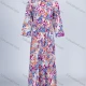 Wholesale Women's Elegant Allover Print Collared Long Sleeve Button Down Ruffle Hem Midi Shirt Dress With Belt W32# Multi-color Clothing Wholesale Market Liuhua