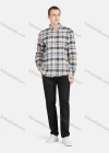 Wholesale Men's Casual Collared Long Sleeve Button Down Plaid Shirt 7-323# - Liuhuamall