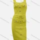 Wholesale Women's Elegant Plain Square Neck Button Front Fake Pocket High Waist Tank Short Dress With Belt 11# Clothing Wholesale Market Liuhua
