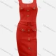 Wholesale Women's Elegant Plain Square Neck Button Front Fake Pocket High Waist Tank Short Dress With Belt 8# Clothing Wholesale Market Liuhua