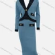 Wholesale Women's Elegant Plain Contrast Trim Long Sleeve V Neck Cardigan & Midi Skirts 2 Piece Set 5# Clothing Wholesale Market Liuhua
