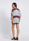 Wholesale Women's Stripe Colorblock Button Side Knitted Cape - Liuhuamall