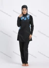 Wholesale Women's Muslim Modest Floral Print Splicing Full Coverage Burkini Swimwear With Hijab 2 Piece Set - Liuhuamall