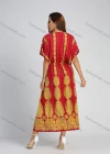 Wholesale Women's Vintage Print Batwing Sleeve Peplum Maxi Dress - Liuhuamall
