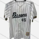 Wholesale Men's Athletic Workout V Neck Striped Letter Button Front Breathable Short Sleeve Baseball Jersey Top White Clothing Wholesale Market Liuhua