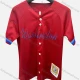 Wholesale Men's Athletic Workout V Neck Letter Button Front Striped Trim Breathable Short Sleeve Baseball Jersey Top Red Clothing Wholesale Market Liuhua