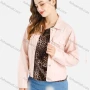 Wholesale Women's Long Sleeve Flap Pocket Button Down Plain Crop Denim Jacket preview