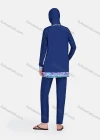 Wholesale Women's Sporty Muslim Full Coverage Plain Splicing Floral Long Sleeve Tops & Pants 2 Piece Swimsuit Set 3207# - Liuhuamall