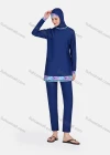 Wholesale Women's Sporty Muslim Full Coverage Plain Splicing Floral Long Sleeve Tops & Pants 2 Piece Swimsuit Set 3207# - Liuhuamall