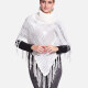 Woman's Casual Plain Print Knitted Fabric Turtleneck Neck Shawl 8864# White Clothing Wholesale Market -LIUHUA