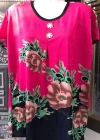 Wholesale Women's Casual Notched Neck Button Decor Floral Print Ombre Top - Liuhuamall