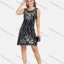 Wholesale Women's Scoop Neck Floral Sequin Sleeveless Mesh Hem Short Tank Dress preview