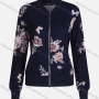 Wholesale Women's Casual Butterfly Floral Long Sleeve Fabric Zip Floral Print Jacket 9067# preview