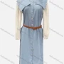 Wholesale Women's Casual Peter Pan Collar Button Down Plain Dress With Belt preview