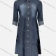 Wholesale Women's Casual Collared Rolled Sleeve Distressed Tiered Denim Shirt Dress Gray Blue Clothing Wholesale Market Liuhua