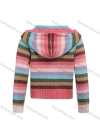 Wholesale Girls Long Sleeve Hooded Sweater Button Front Cardigan Colorful Striped Knitted Jacket - Liuhuamall