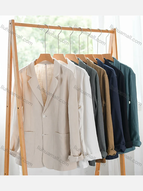 Wholesale Men's Casual Plain Lapel Button Front Patch Pocket Long Sleeve Blazer Jacket