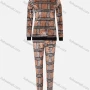 Wholesale Women's Casual Round Neck Long Sleeve Plaid Print Tops&Sweatpants Sets 619# preview